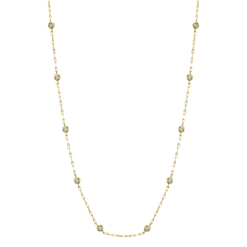 Diamond Bezel & Sparkle Chain Necklace in 14k Yellow Gold image number null